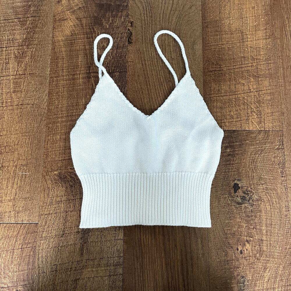 White Sweater Knit Top